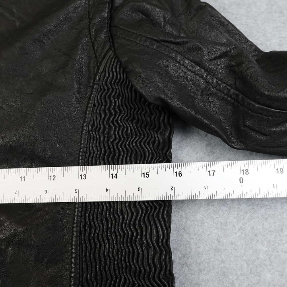 JOES Sheep Leather Jacket Black Biker Moto Zippered Women's Small Cropped Punk - Picture 16 of 16